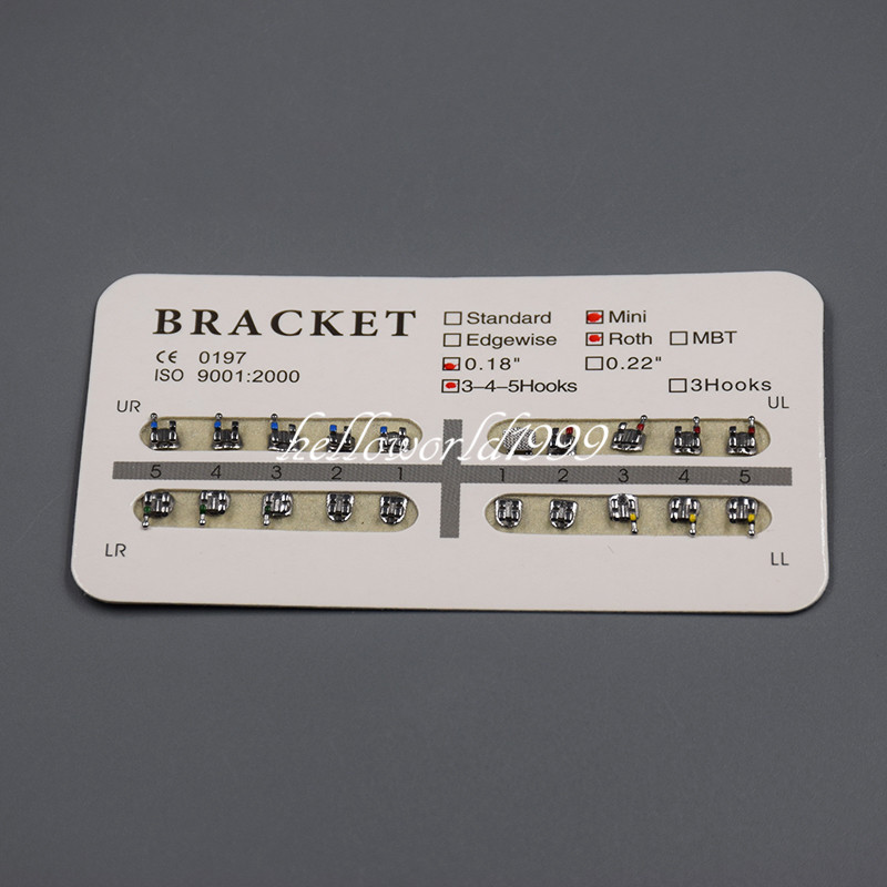 5 Packs Dental Metal Brackets Braces Mini Roth .018 Slot 3-4-5 Hooks Orthodontic