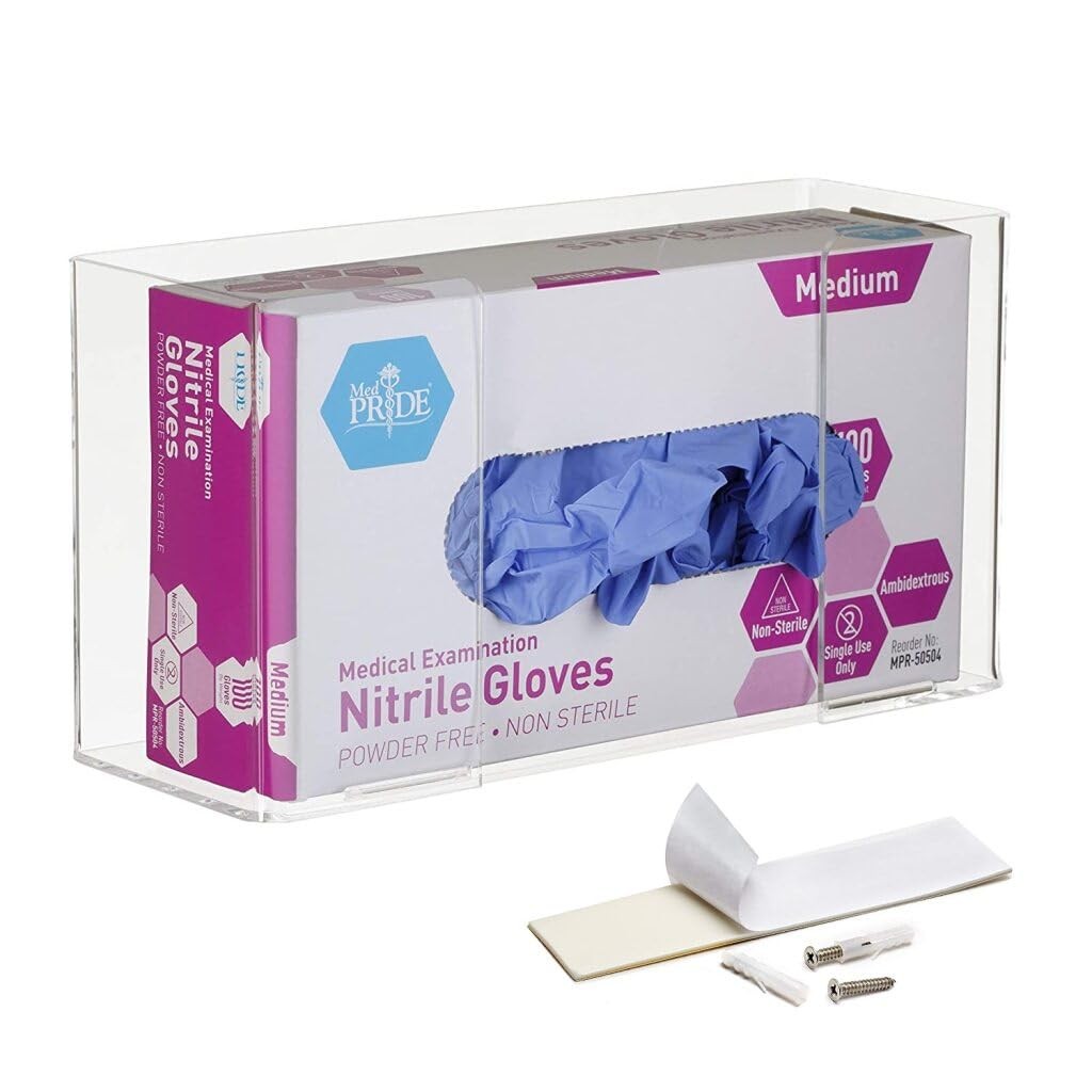 VivaEssentials Single Glove Box Holder, Wall Mount or Free Standing Clear Acr…