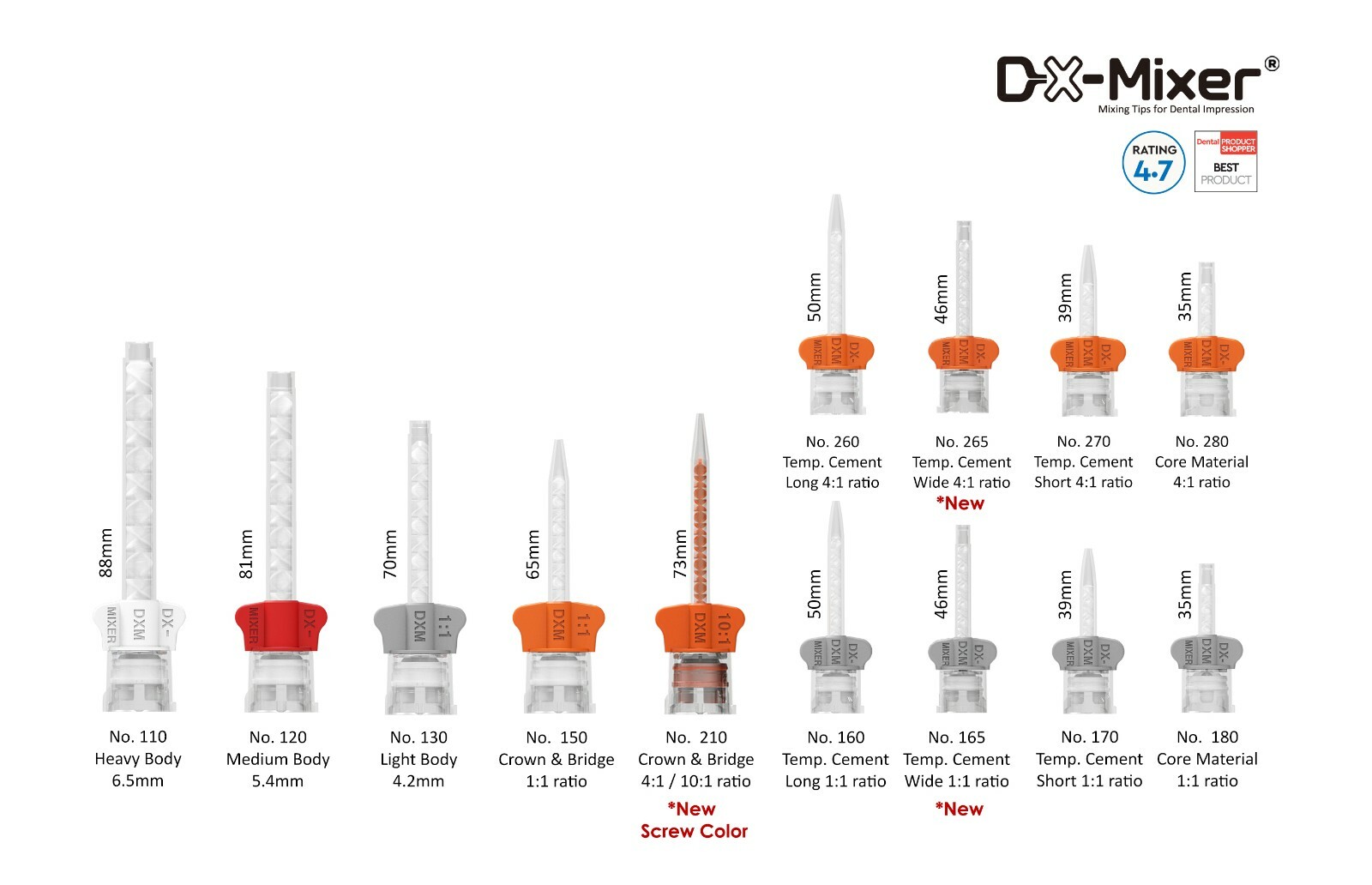 48pcs Crown&Bridge Orange Dental HP Mixing Tips10:1/4:1 ratio DX-Mixer®