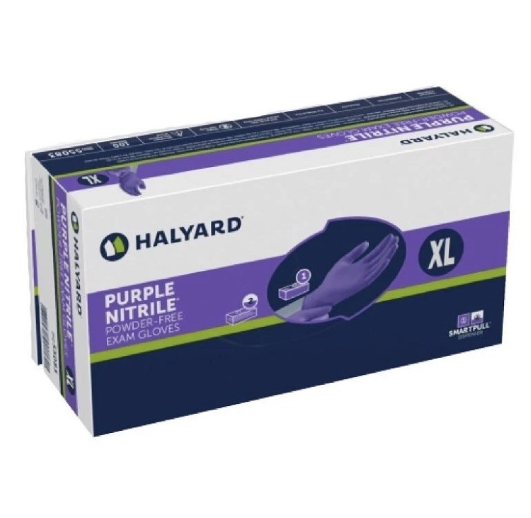 *90-Pieces* Halyard Purple Powder-Free Nitrile Exam Gloves X-Large 55084