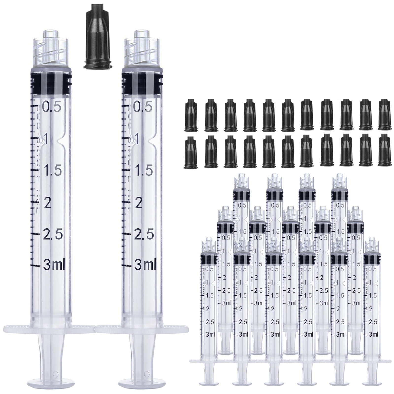 30 Pack Luer Lock 3ml Syringe Without Needle Plastic – Syringes transparent