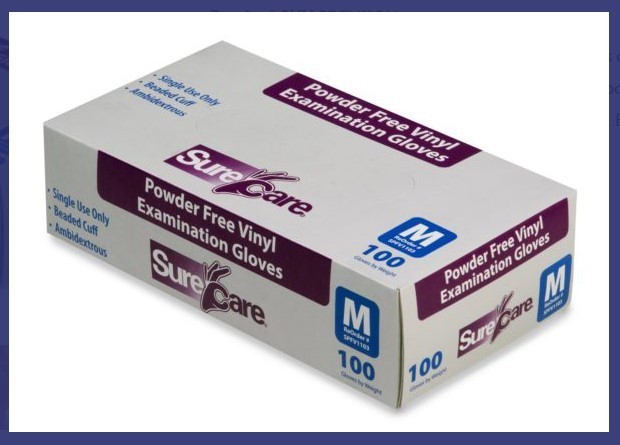 Powder Free Vinyl Exam Gloves Clear 4 Mil Small Medium Large X-Large 10/100