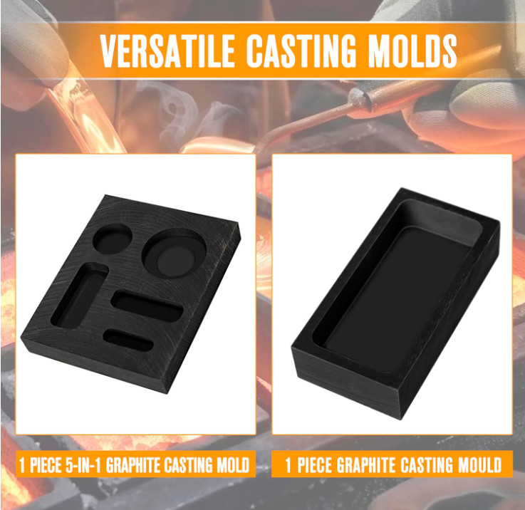 8 Pcs Crucible Kit, Graphite Torch Melting Casting Kit- Gold Melting Kit- Metal