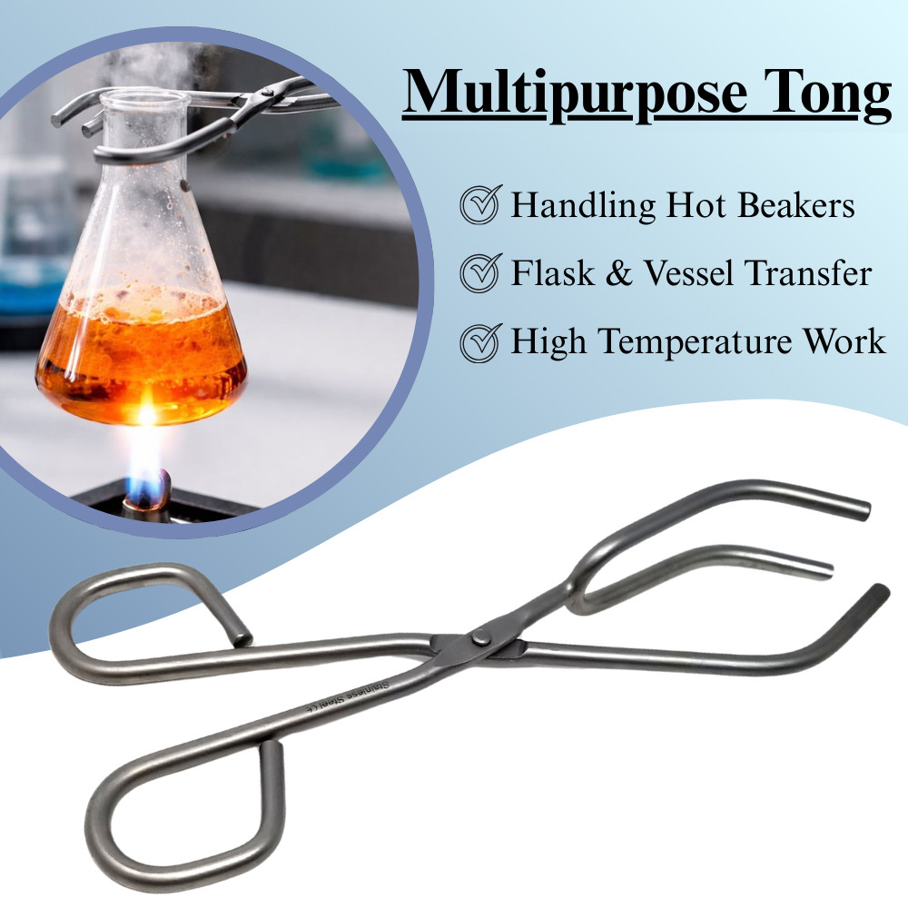 9.5″ Lab Crucible Beaker Tongs w/3 Jaws Heavy Duty Stainless Steel Lab Supplies