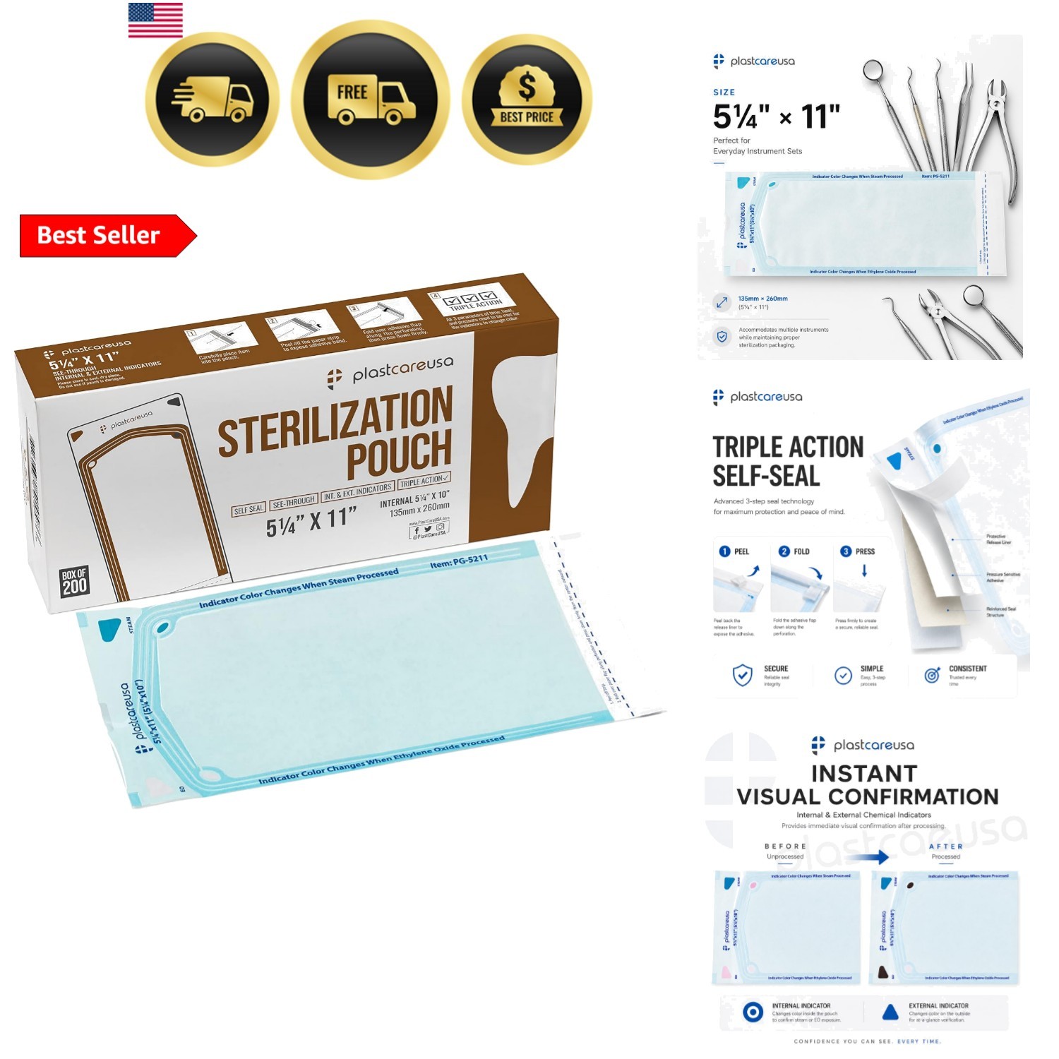 200 5.25 x 10 Self Sealing Sterilization Pouches – Autoclave Sterilizer Bags …