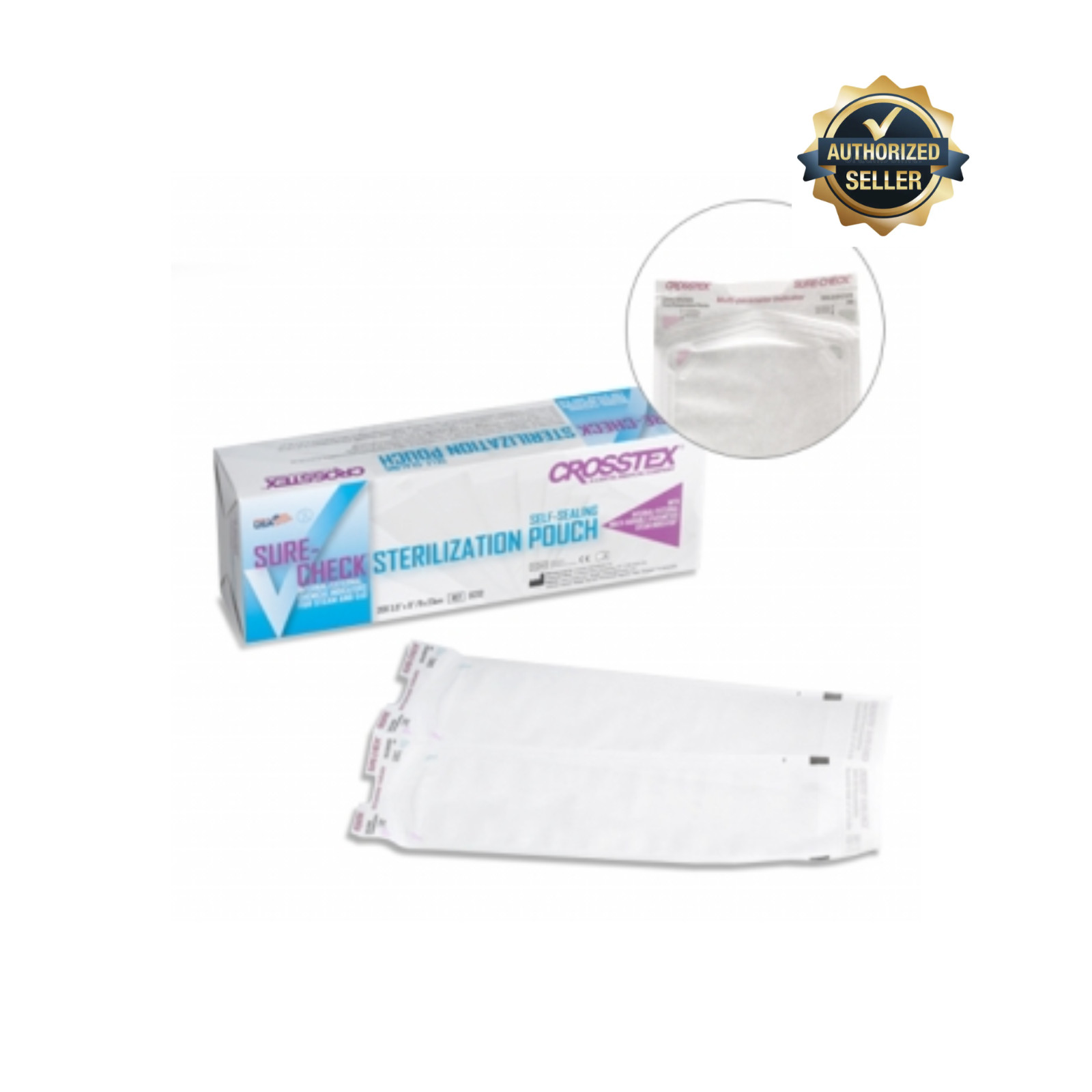 Crosstex Sure-Check Self-Sealing Sterilization Pouches 5-1/4″ x 6-1/2″ 200/Box