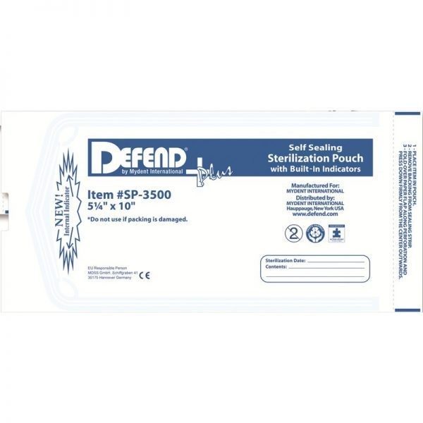 Mydent SP3500 Defend+ Self Seal Sterilization Pouch 5.25X10 200/Box EXP Mar 2027