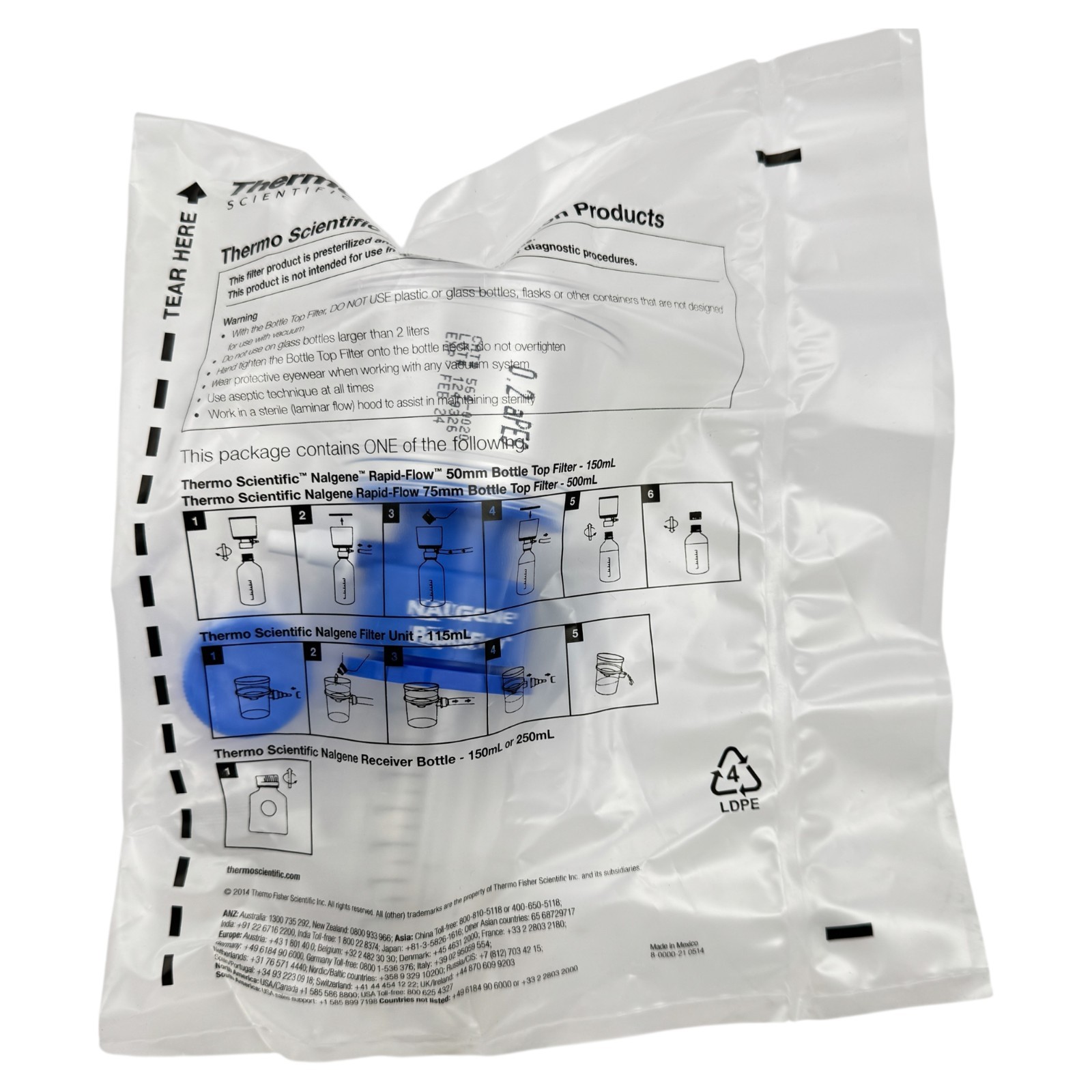 Nalgene FloSterile Disposable Filter Units 564-0020 0.2 μm 50 mm 50 mL 12 PACK
