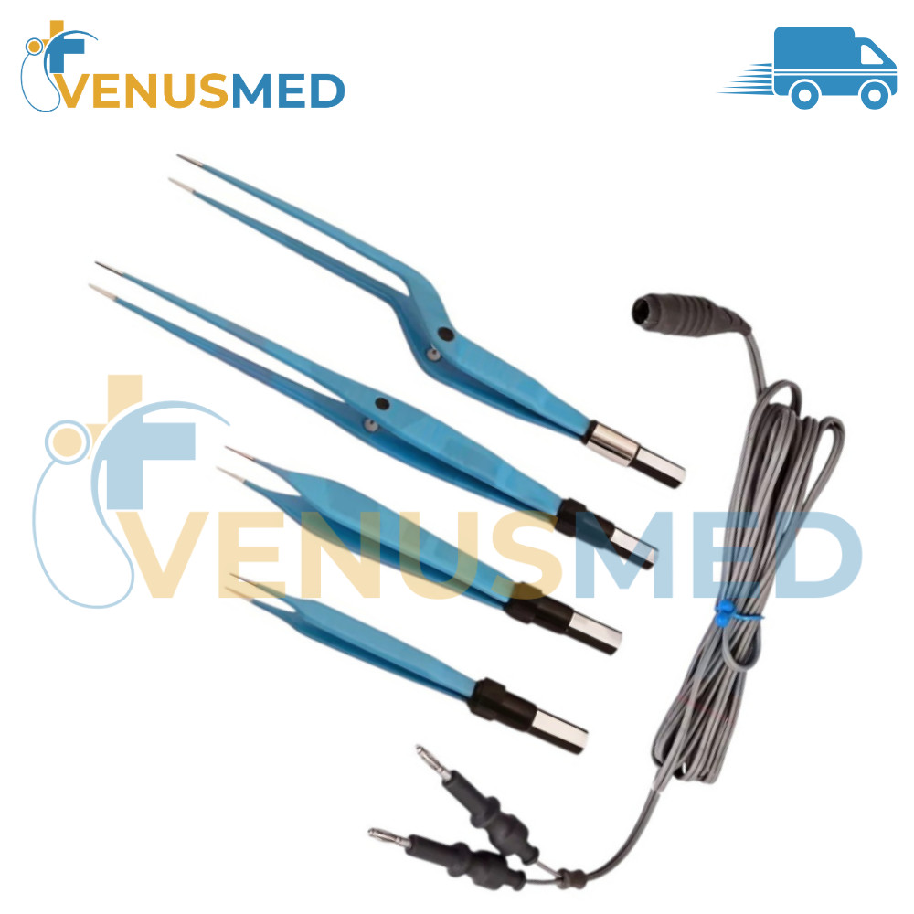Reusable Bipolar Forceps Set Mcpherson, Adson,Straight & Bayonet with 3mtr Cord