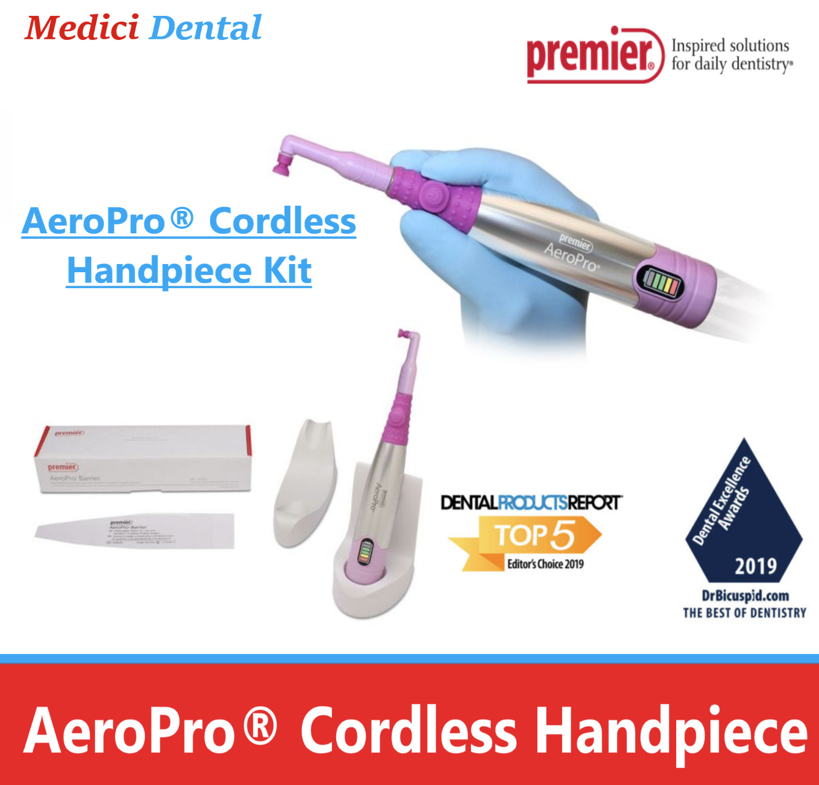 Premier Dental AeroPro Hygiene Prophy Handpiece Cordless Basic Kit 1 Yr warranty