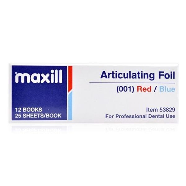 maxill Articulating Foil, Red/Blue .001″ (13 mic.),25 Sheets/Book,12 Books/Box