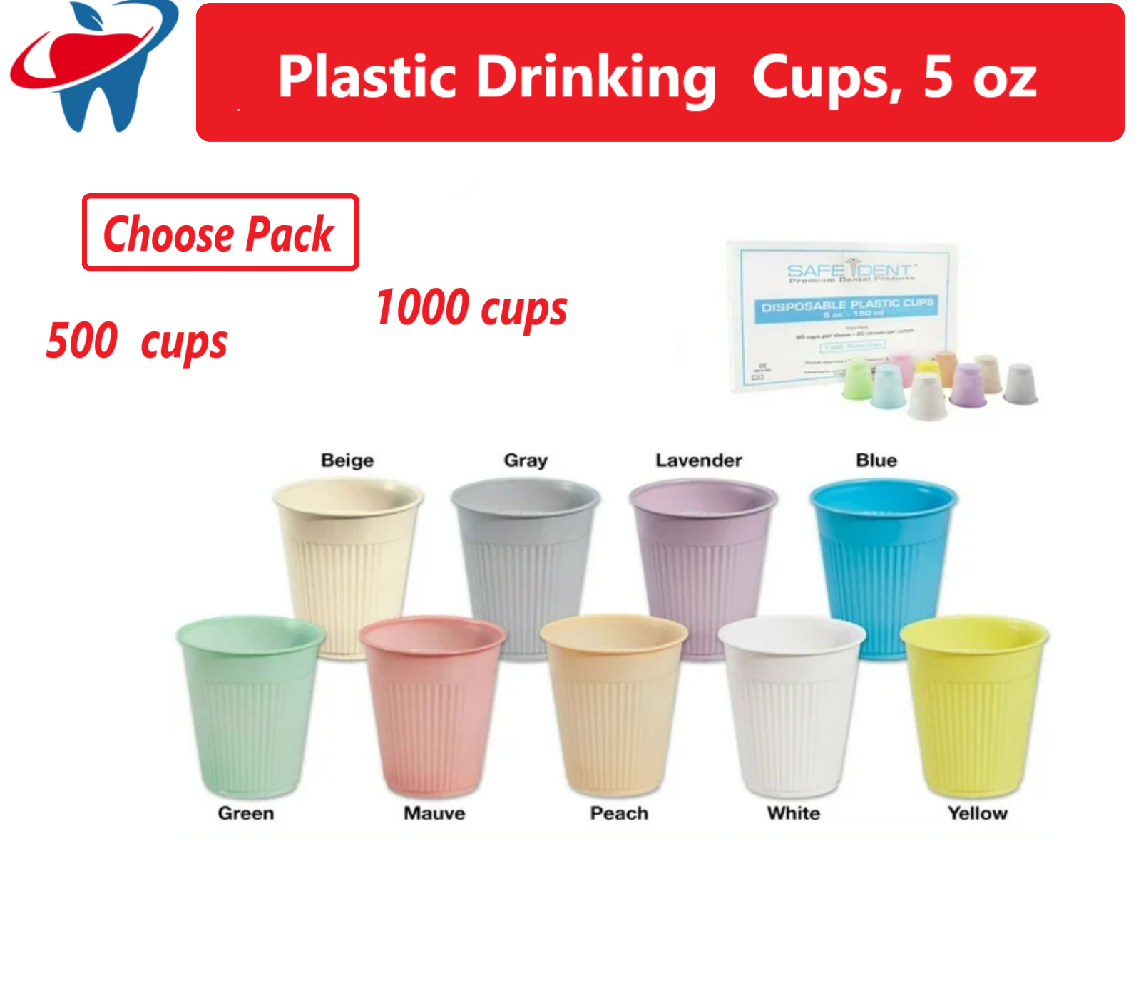 Dental Office Patient Medical Cups 5 oz Plastic Drinking Disposable 100-5000 Cup