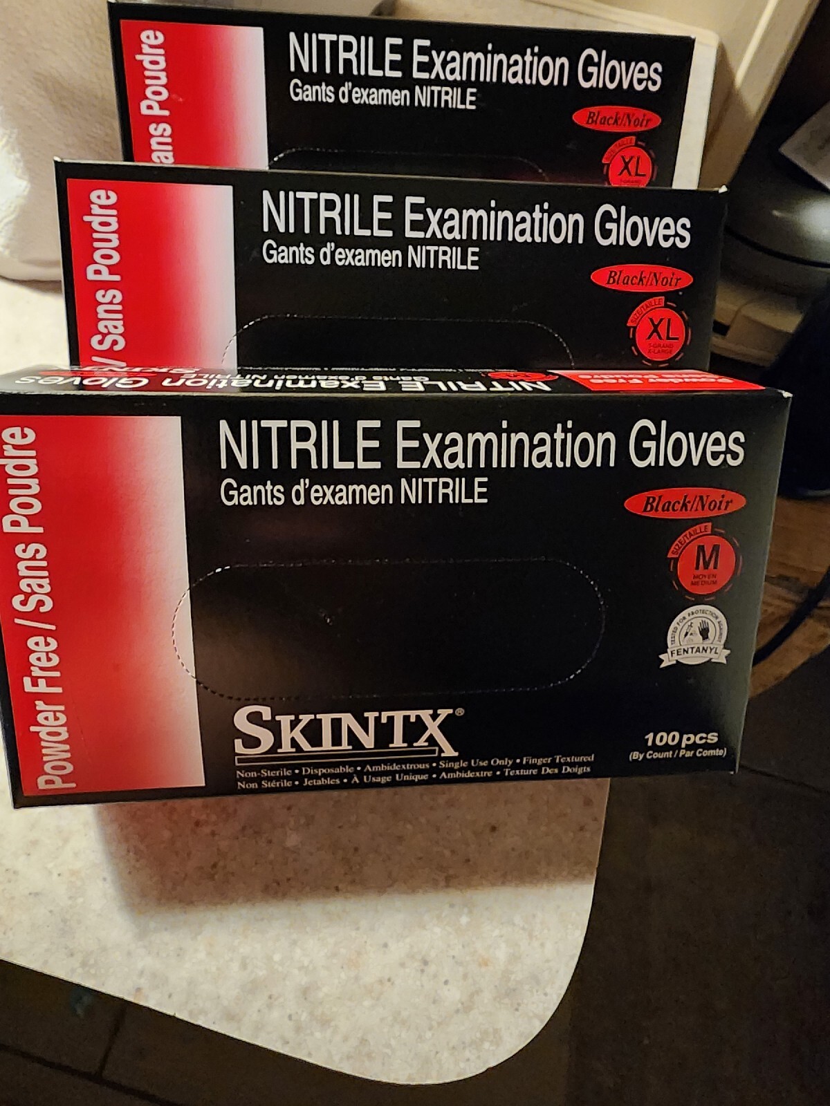 SKINTX BLACK Nitrile PF Disposable Gloves – 3 Box Lot of 270 X Large