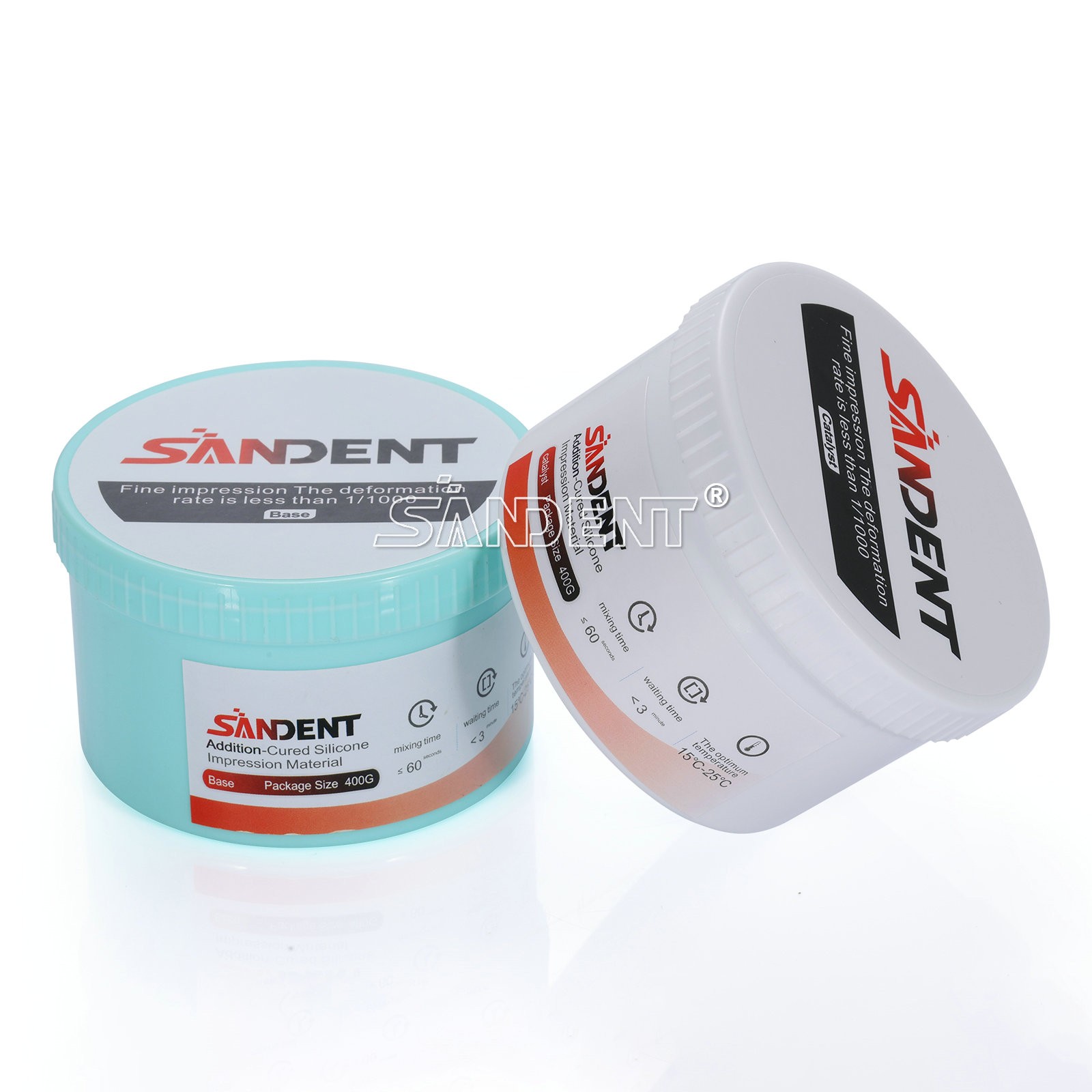 2X400g Dental Impression Material silicone Putty Soft Catalyst Base SANDENT