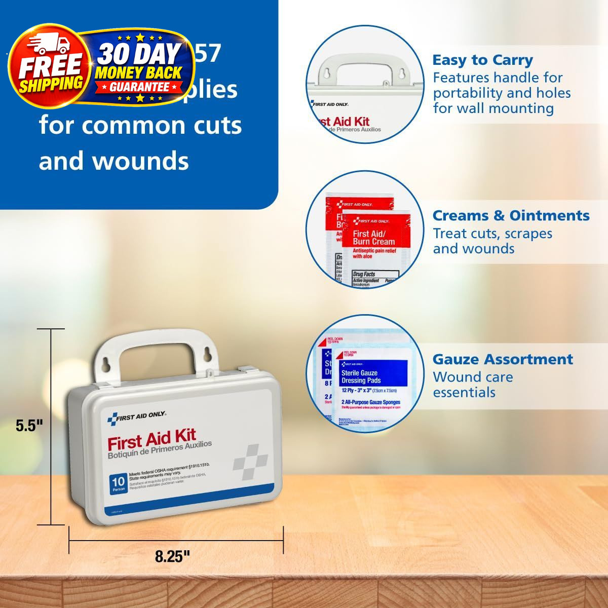 All Purpose Emergency First Aid Kit 57 Pieces 10 Person Home Car Business
