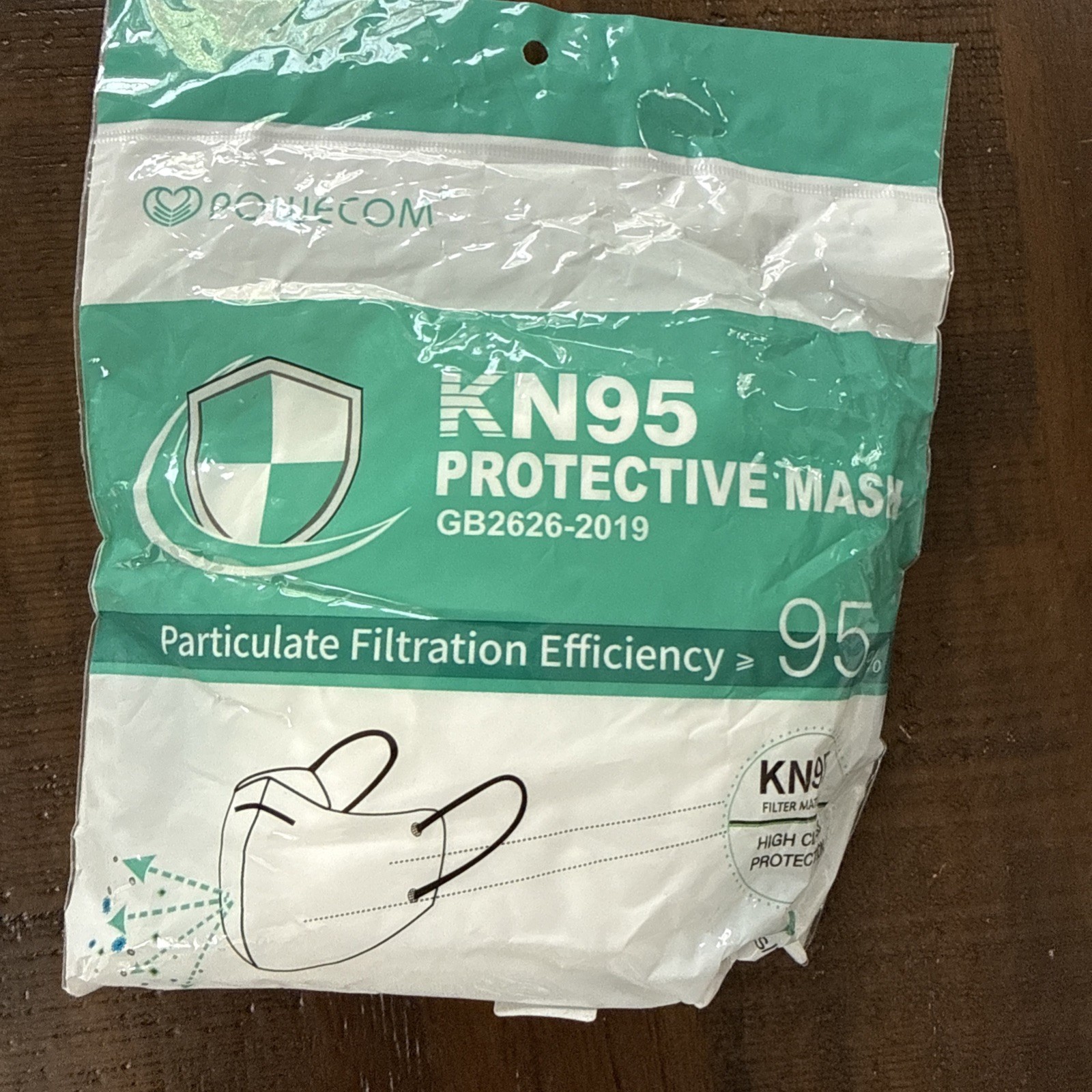 Powecom KN95 Protective 10 Piece White Ear Loop Face Mask Respirator GB2626