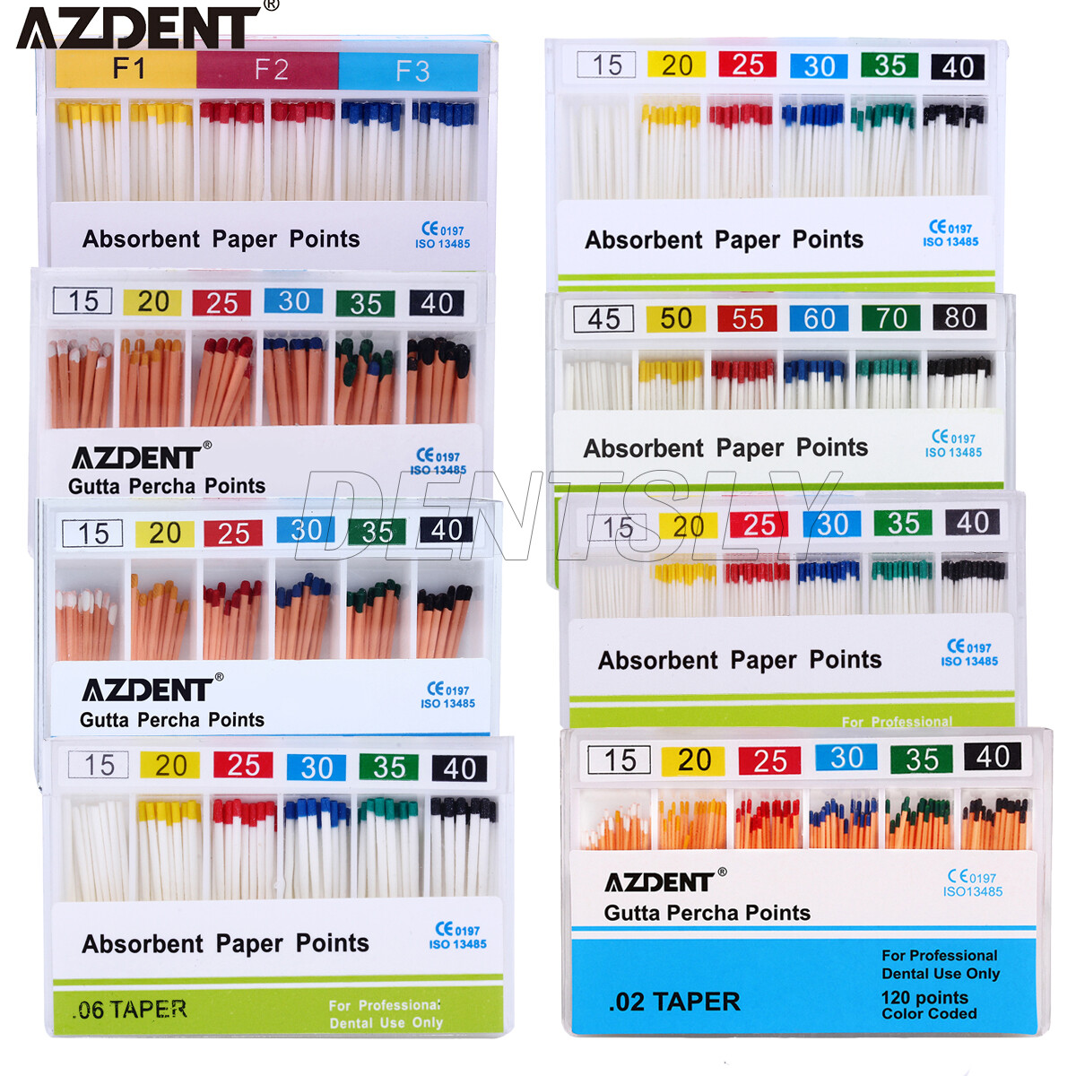 AZDENT Dental Endodontic Absorbent Paper Points Gutta Percha Points Assorted