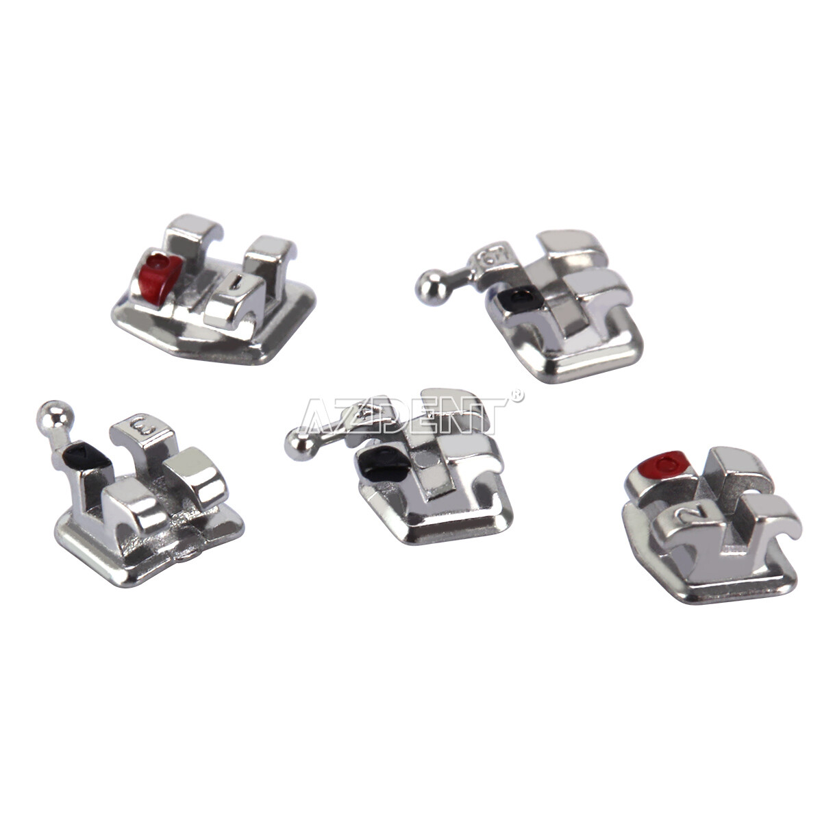 AZDENT Dental Orthodontic Monoblock Metal Brackets Braces Mini MBT 022 3-4-5Hook