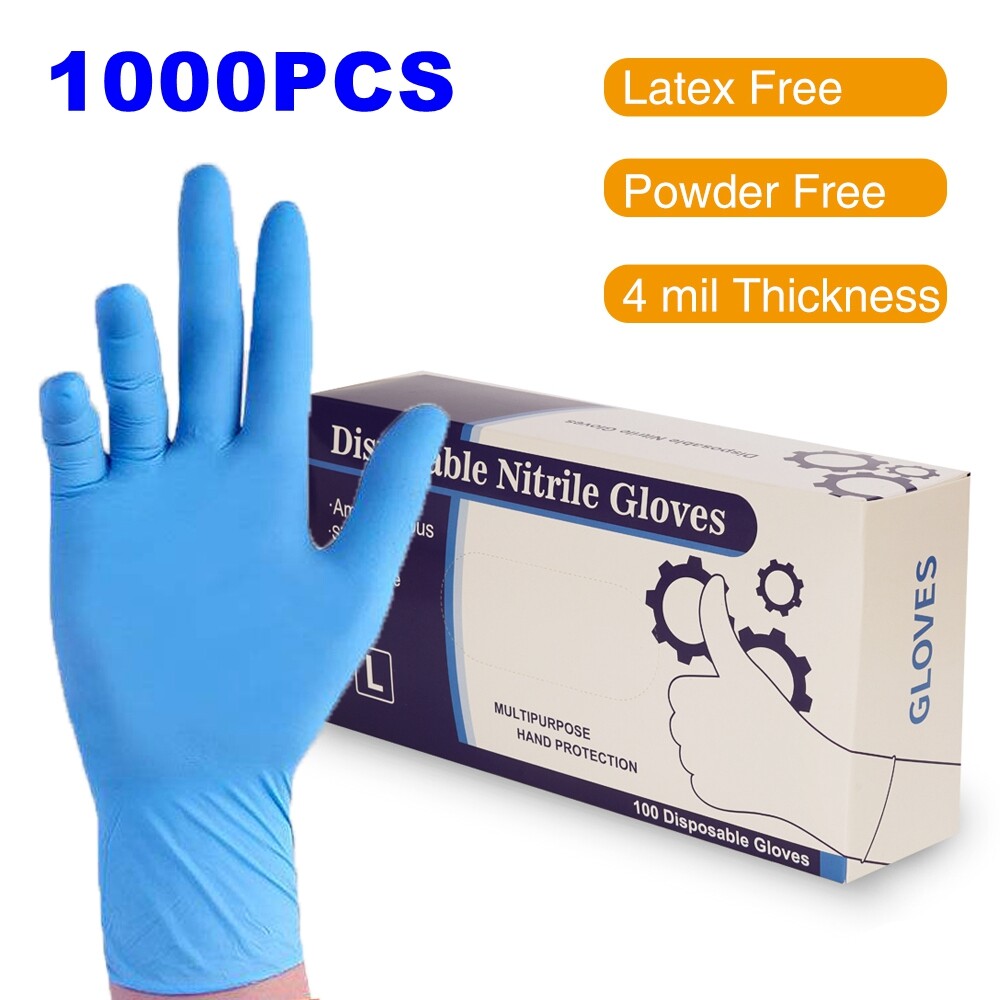 1000pcs Non-Latex Nitrile Exam Gloves Powder Latex Free 4 mil Rubber Clean M/L