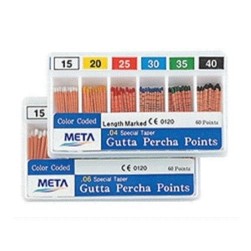 META GUTTA PERCHA POINTS .04 SPECIAL TAPER #15-45 COLOR CODED 60/BOX DENTAL