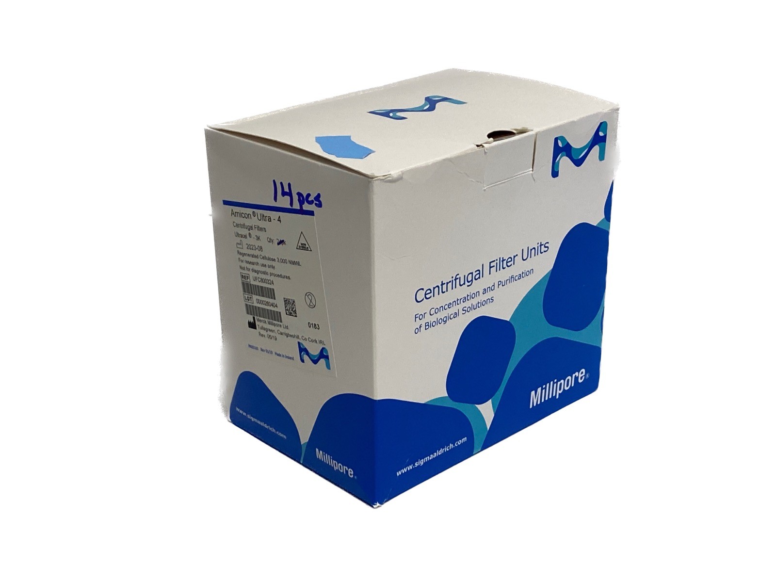 (14 Pcs) MILLIPORE Amicon Ultra-4 Centrifugal Filters 4mL Ultracel 3K UFC800324