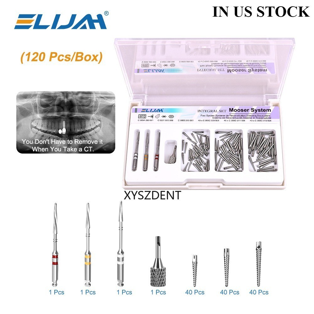 120Pcs/Set Dental Screw Post Completed Kit Silver/Gold Plated Endo Conical Pins