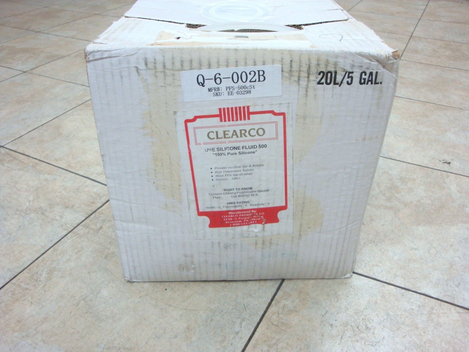 PFS-500cSt Clearco 100% Pure Silicone Fluid 5 Gallon 500cSt NOS