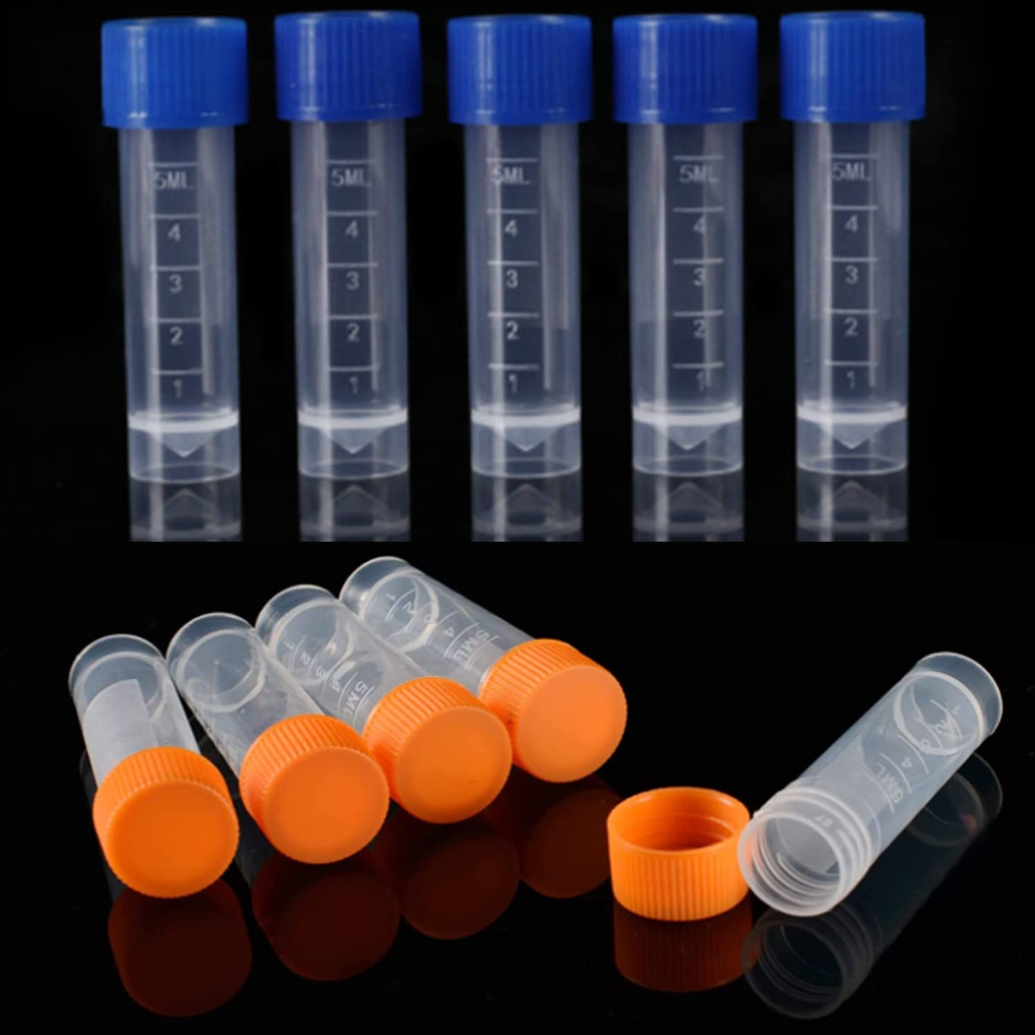 5ml Cryo Tubes – 50 Pack Plastic Vials with Screw Caps for Sample Storage