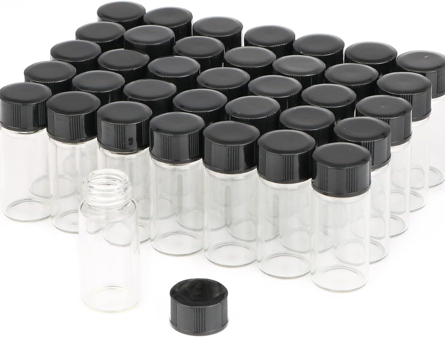 50 Pack,5Ml (1/6 Oz) Clear Glass Liquid Sample Vial with Screw Caps,Empty Refill