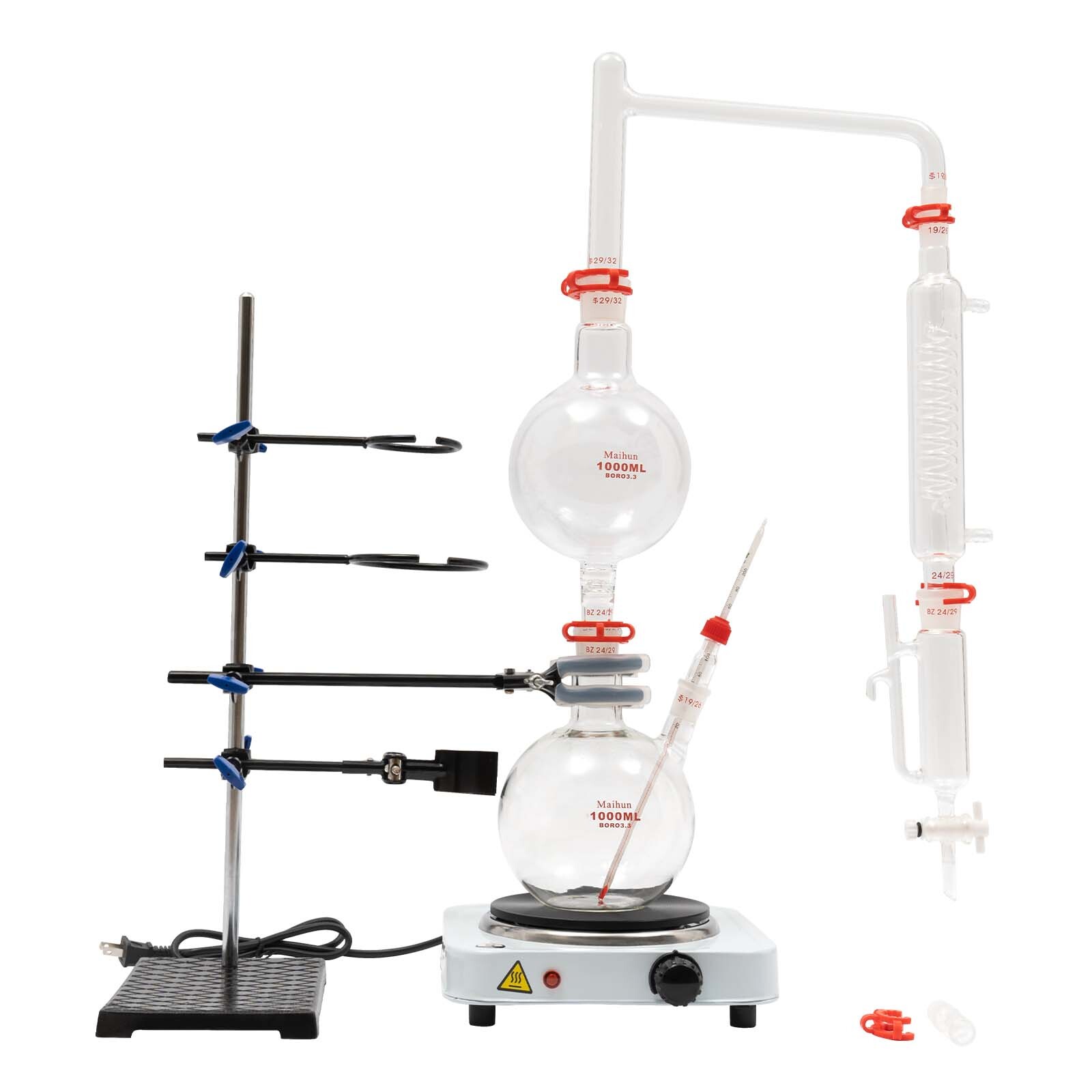 Organic Chemistry Lab Glassware Glass Kit Distillation Equipment Set 1000mL NEW