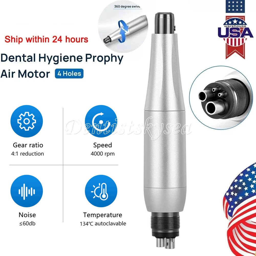 Premium Plus Dental Hygiene Prophy Handpiece Air Motor 4 Holes & 4:1 Nose Cone