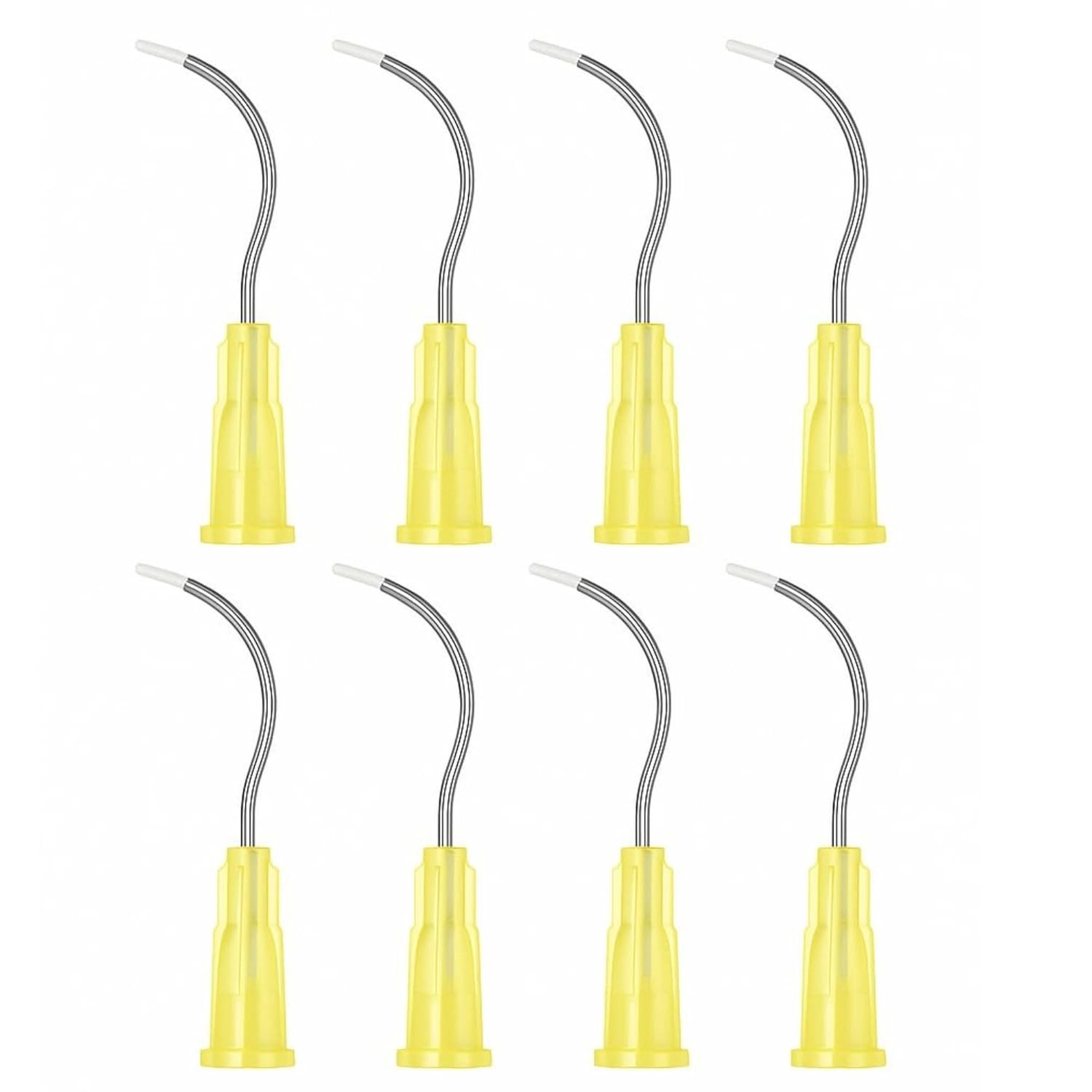 DDM 100Pcs Dental Infusor Applicator Delivery Tips Pre-Bent Metal Brush End 19G