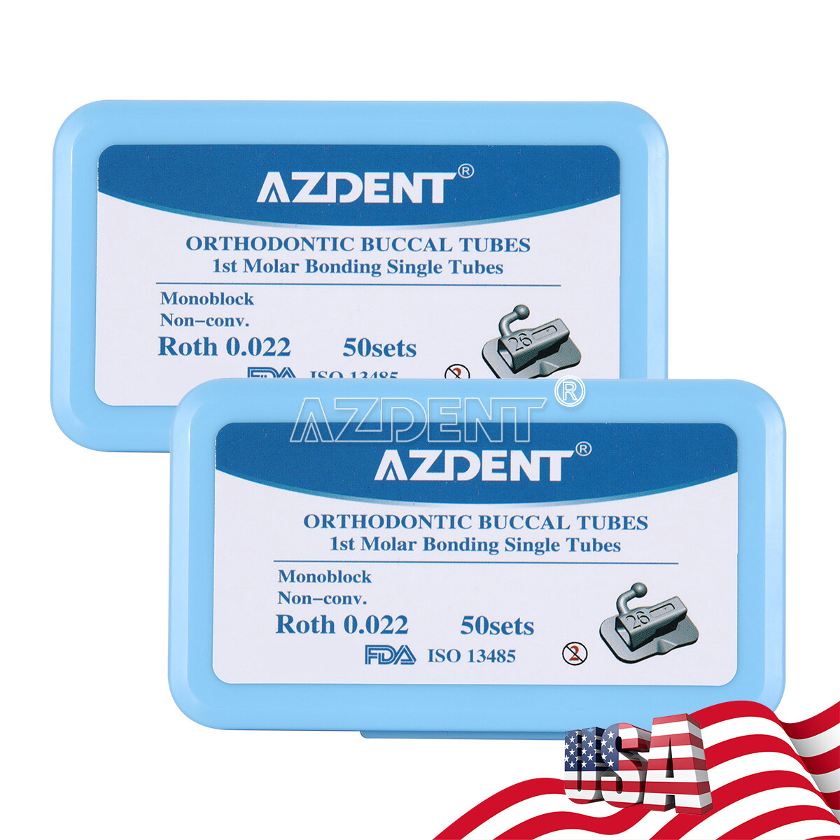 Dental Orthodontic 1st Molar Buccal Tubes Roth.022 Bondable Non-Conv Monoblock