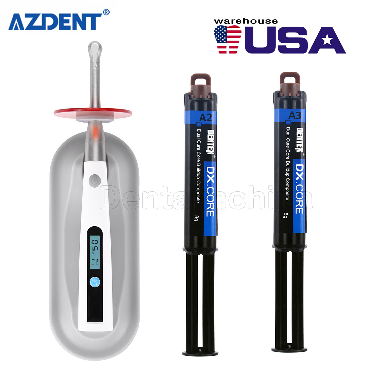 Dental Cordless LED Curing Light 1S/Dual Cure Core Build Up Composite Resin A2/3
