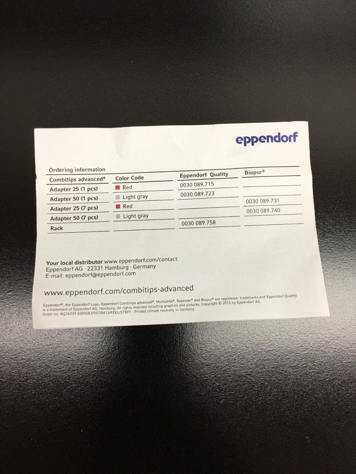 Eppendorf The 360° Evolution Kit Eppendorf Combitips Advanced Lot 2 PKS