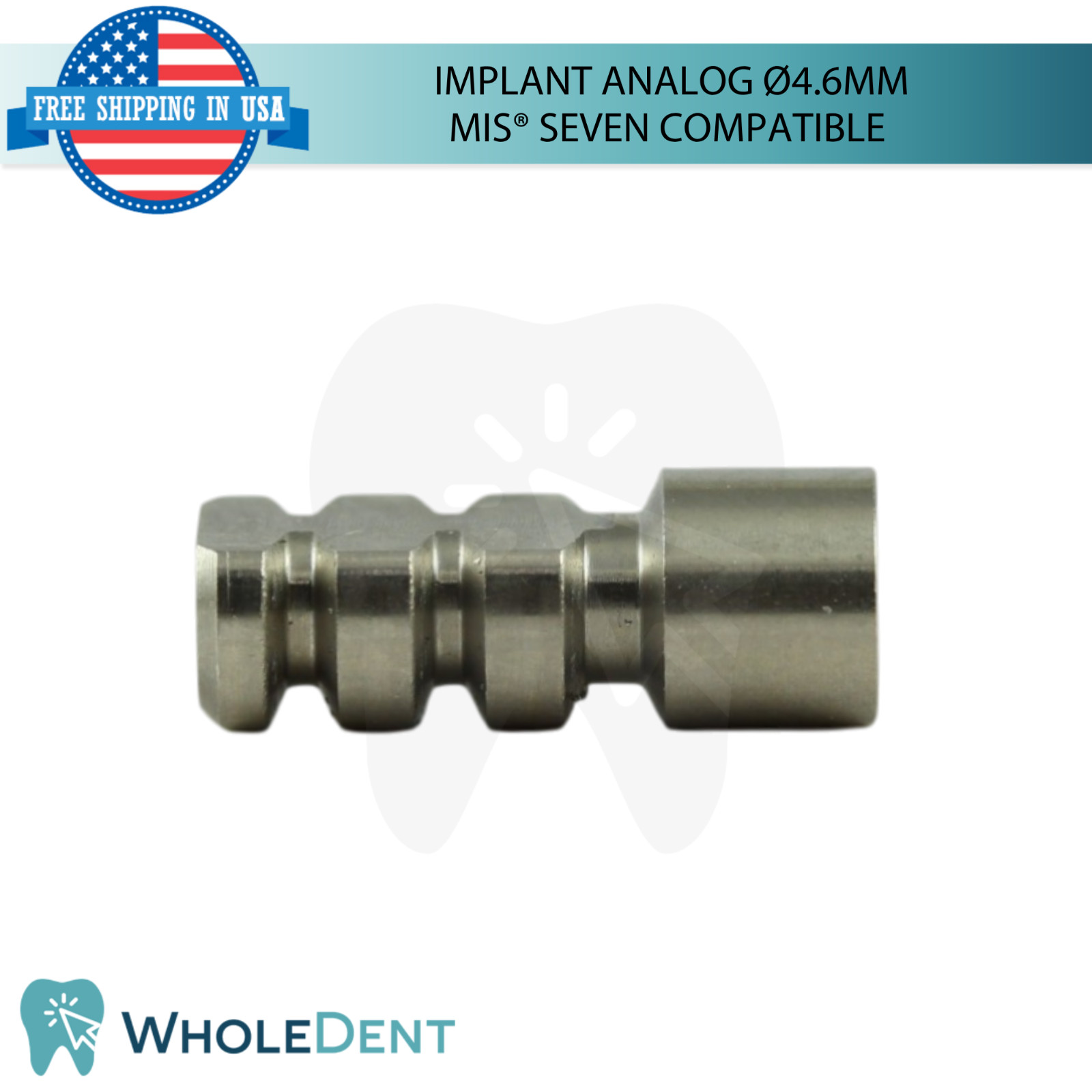 10x Fixture Analog Compatible with MIS® Seven Ø4.6mm Int Hex 2.45 Dental Replica