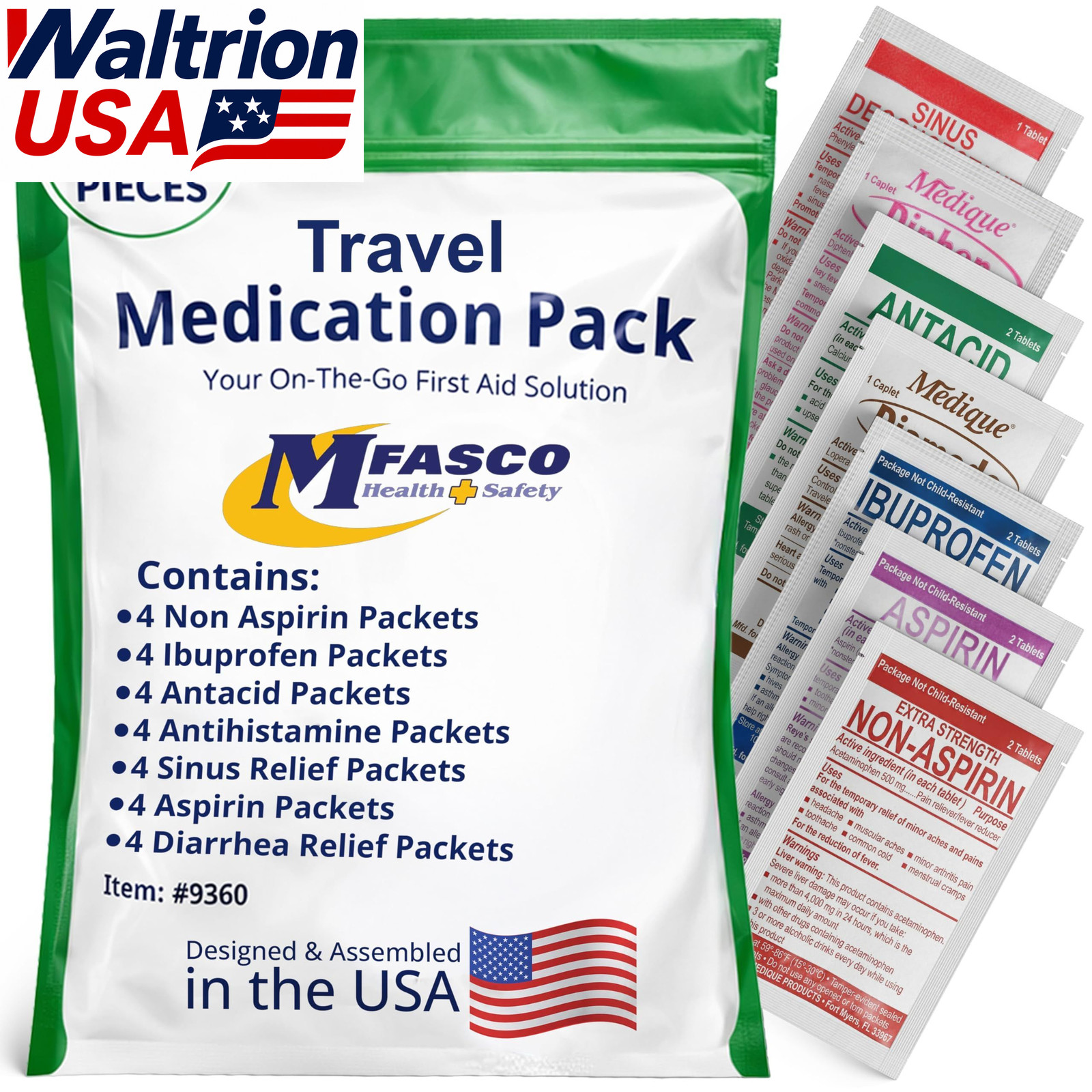 MFASCO 7 in 1 Travel Size Medicine Kit TSA Approved 28 Packets