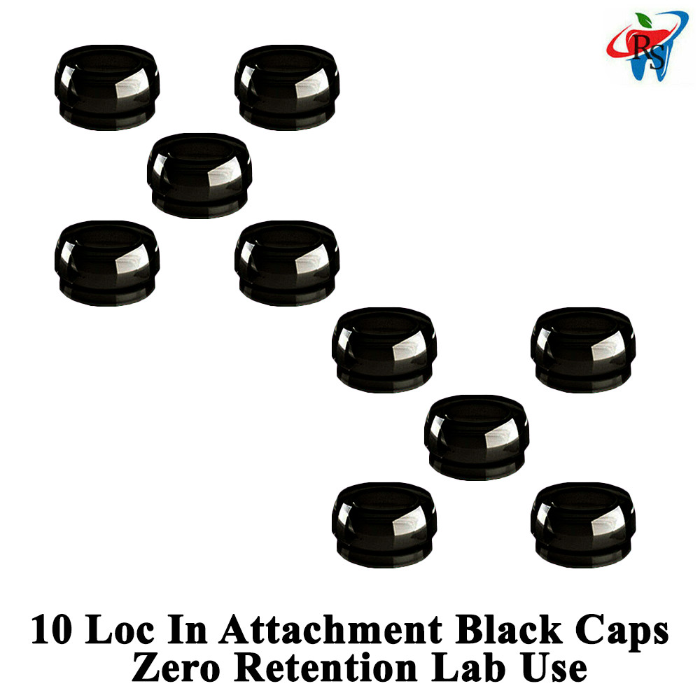 10pcs Dental Black Silicone Caps Zero Retention For Loc In Attachment Lab Use
