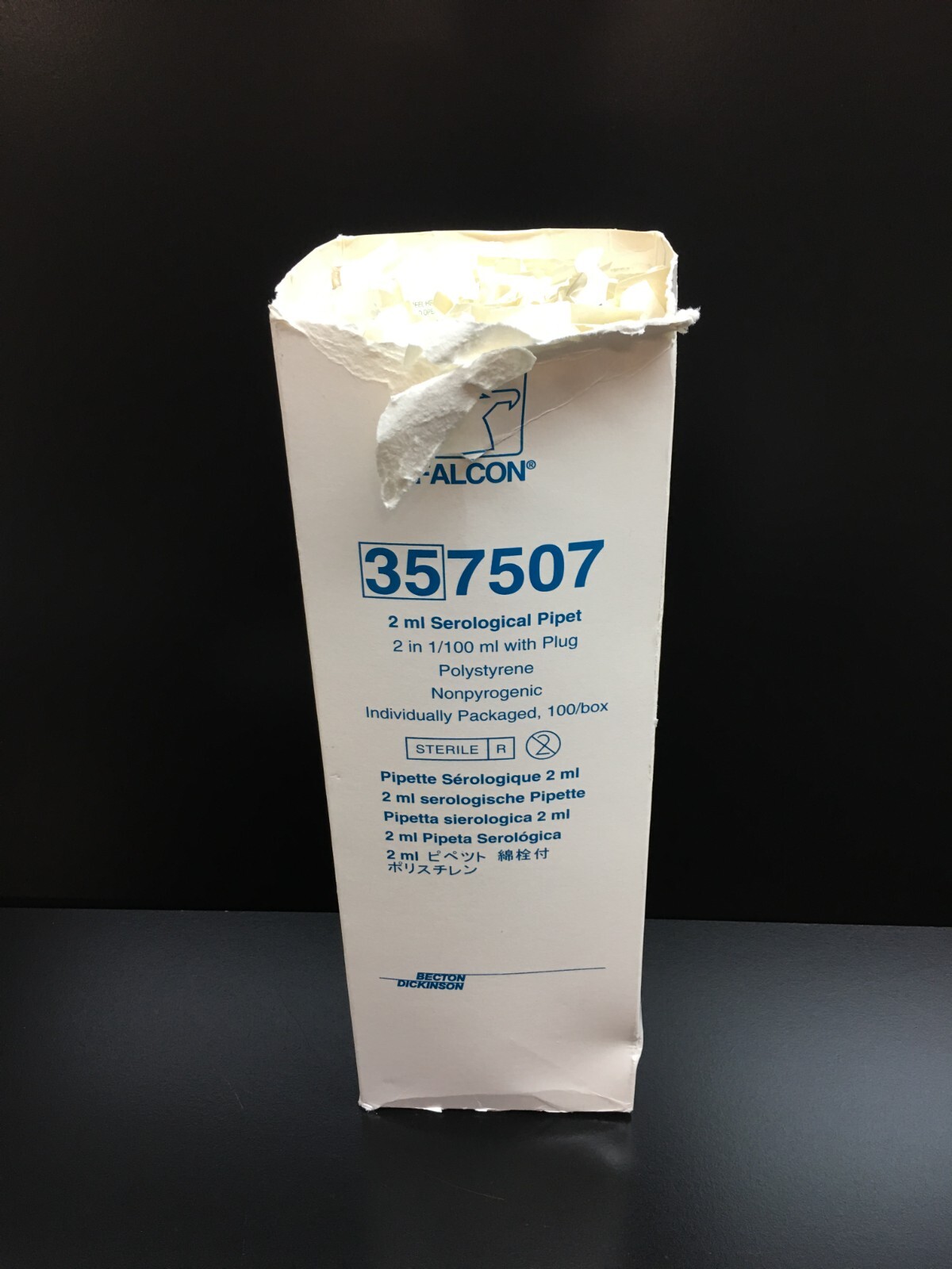 Corning Falcon REF 357507 Serological Pipette 2mL 2in with Plug