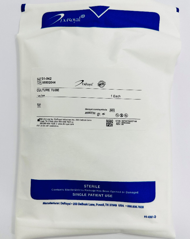 *1-Pack* DeRoyal Specimen Glass Culture Tube With Cap 15mL Sterile 31-042