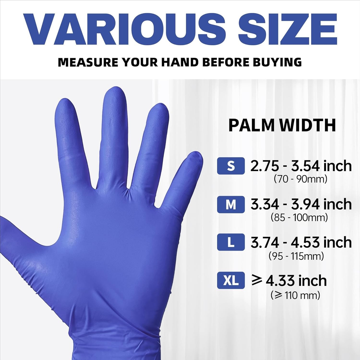 Blue Violet Nitrile Gloves 100 Pcs Medium Powder-Free Disposable for Food