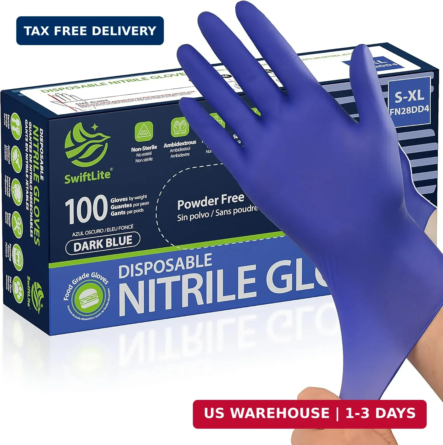 SWIFTLITE Disposable Nitrile Gloves, Food Safe, Latex-Free Powder-Free, Kitchen