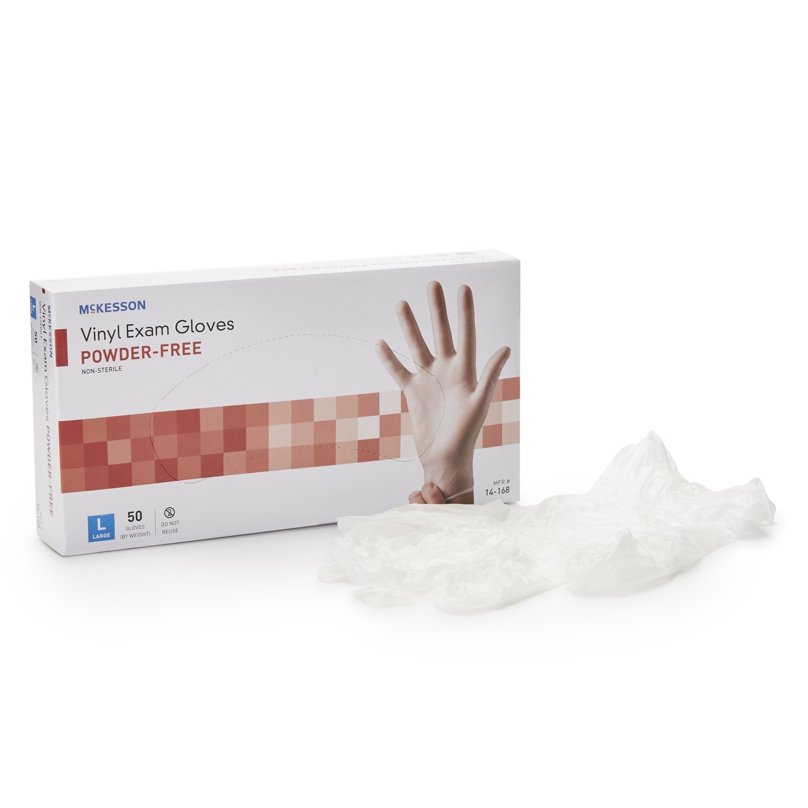 McKesson Confiderm Vinyl Exam Glove Standard Cuff Length LARGE 50 per Box