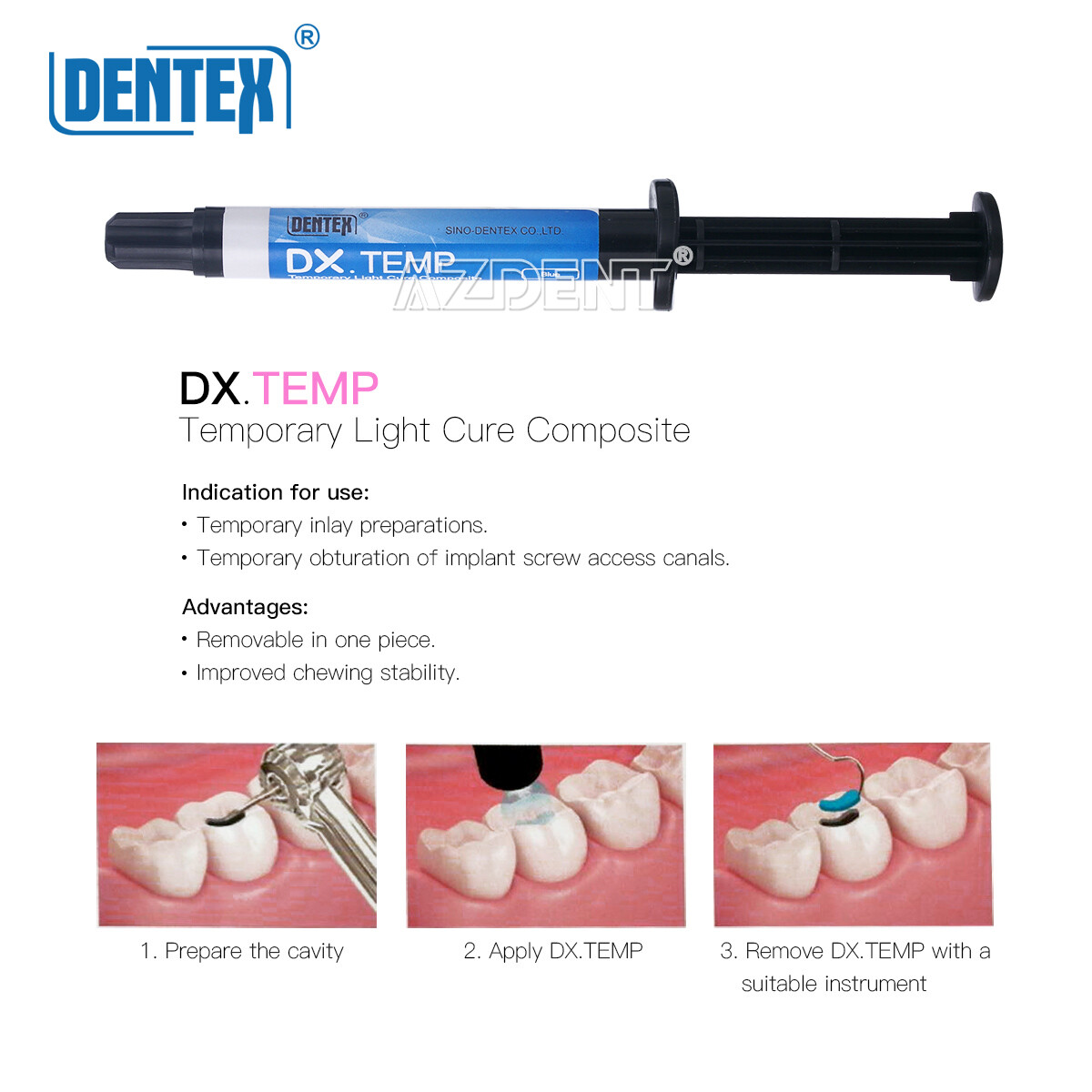 DENTEX Dental Temporary Flowable Resin Prepare For Filling Teeth Cavity Material