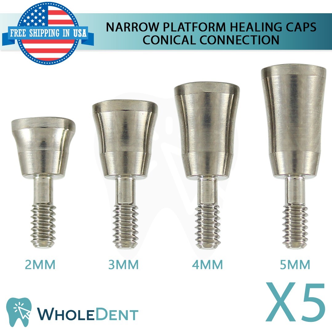 5x NP Conical Connection Healing Caps Ø3.8 Titanium Dental Abutment Instrument