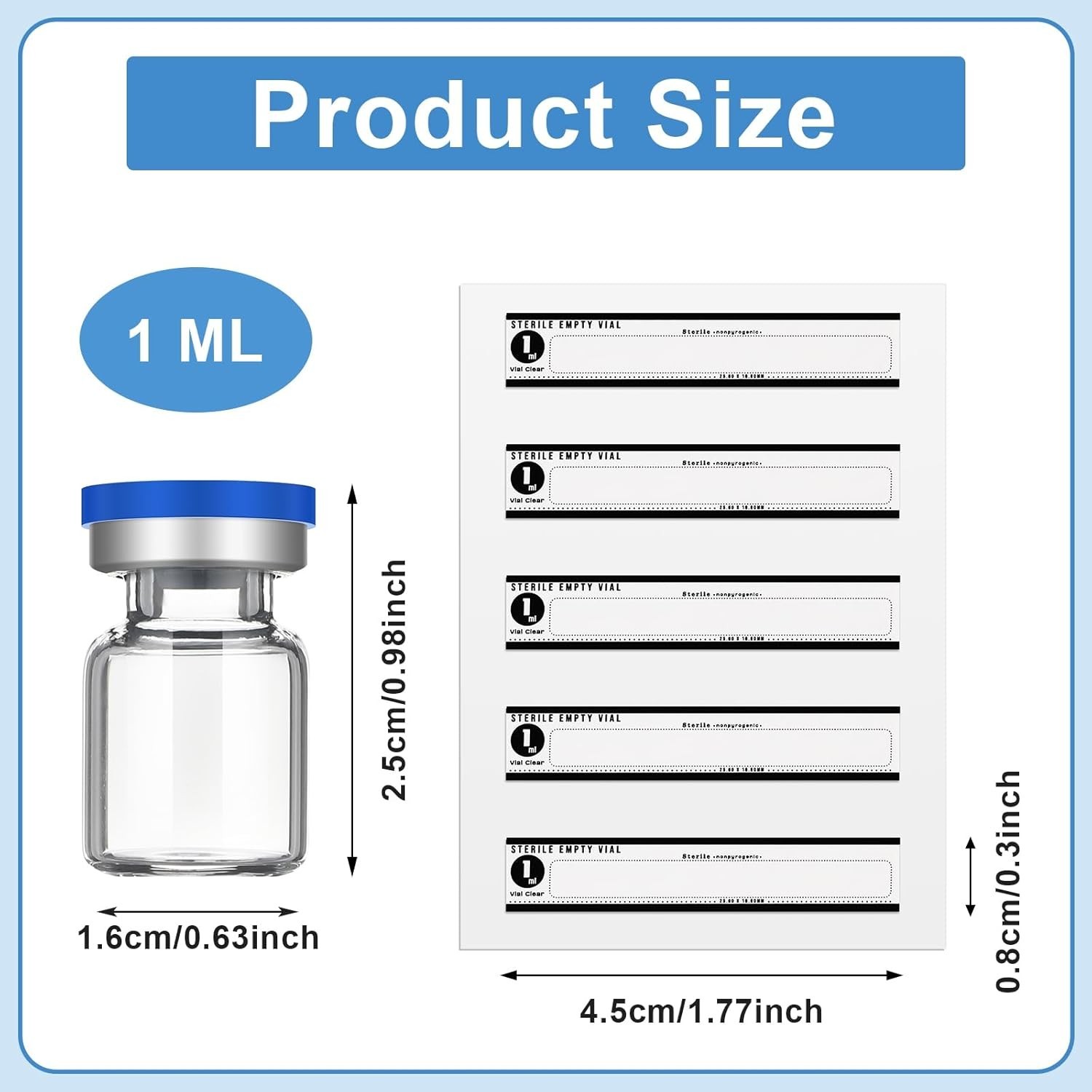 20 Pcs 1ml Sealed Sterile Empty Vials with Self Healing Injection Port Glass …