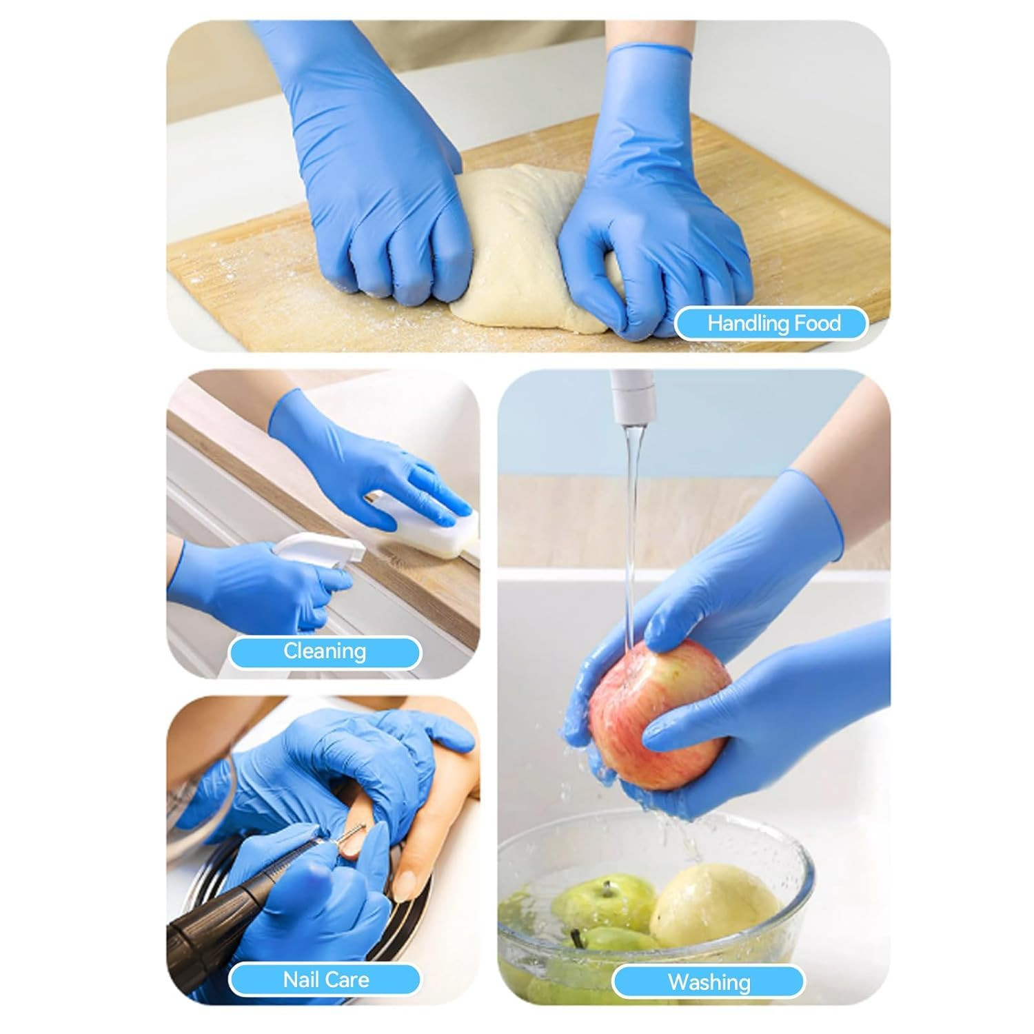 Basic Synmax Vinyl Exam Gloves Disposable Exam Gloves, 4 Mil, Blue, Latex & Powd