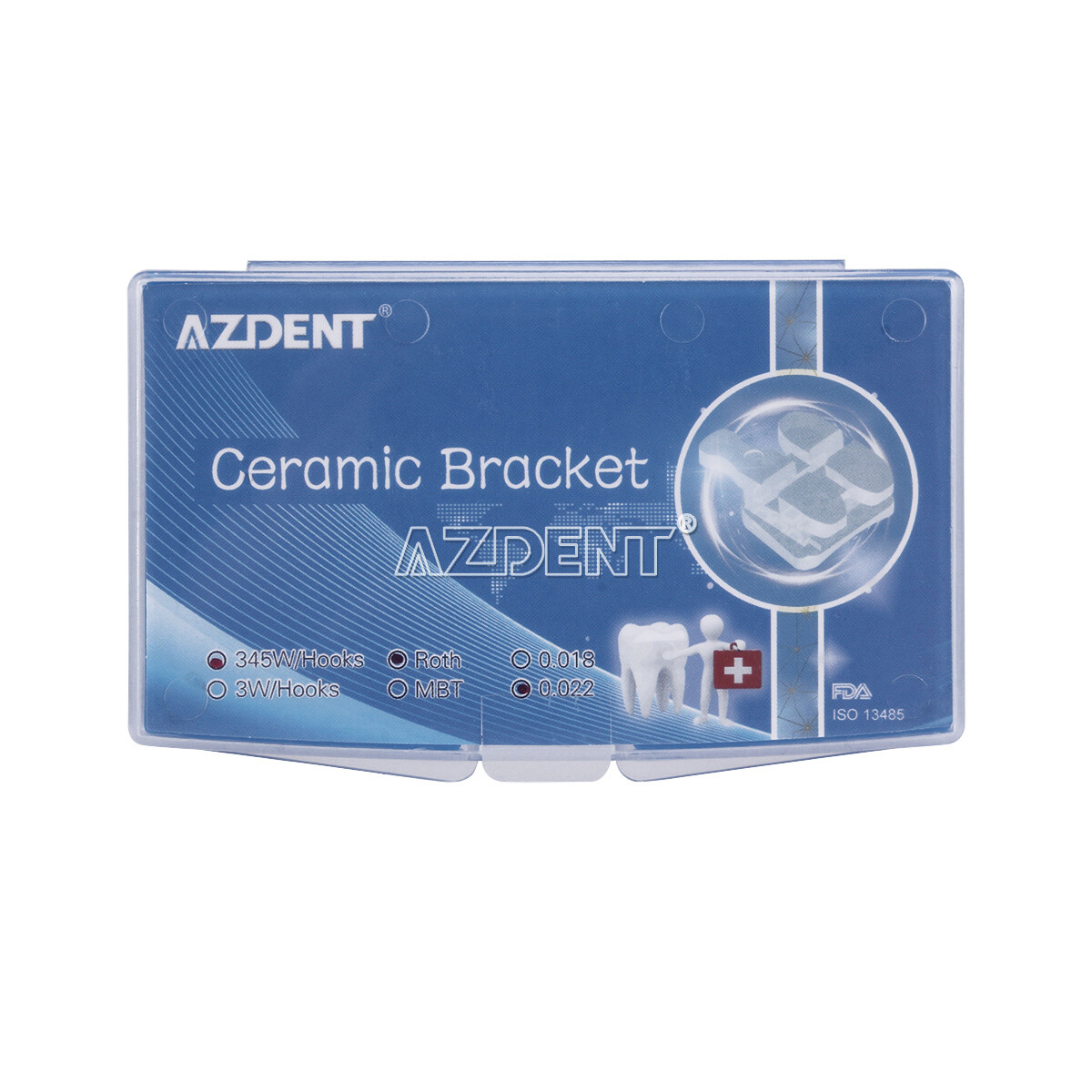 AZDENT Dental Orthodontic Ceramic Brackets Brace Roth MBT.022/018 Hooks 345