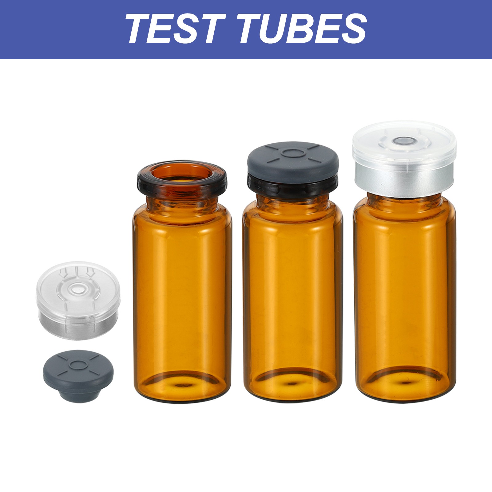 10ml Sample Vials, 8 Pack Lab Empty Vials Borosilicate Glass Vial, Amber
