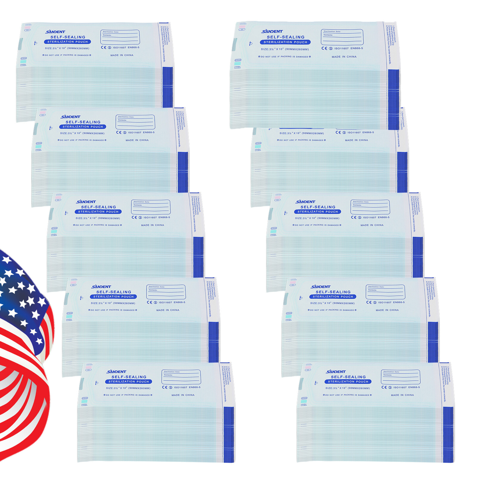 Self Seal Sterilization Pouches 3.50″ x 10″, Dental, Tattoo, Nail up to 4000pcs